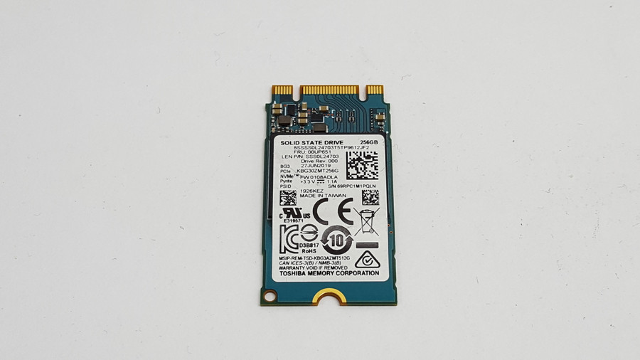 Lot of 2 Toshiba  BG3 KBG30ZMT256G 256 GB NVMe 42mm SSD