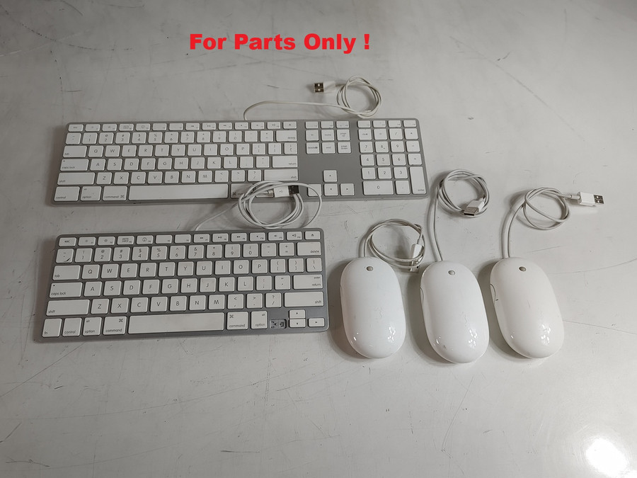 2 Apple USB Wired Keyboards A1242/A1243 & 3 Apple A1152 Mighty Mouse FOR PARTS