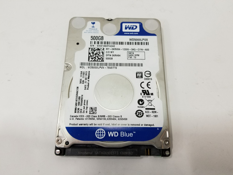 Lot of 5 Western Digital Blue WD5000LPVX 500 GB 2.5" SATA III Laptop Hard Drive