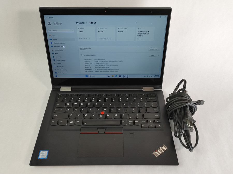 Lenovo ThinkPad X390 Yoga Core i5-8265U 1.60 GHz 8 GB 256 GB NVMe Windows 11 Pro Laptop WINACTA4 A4