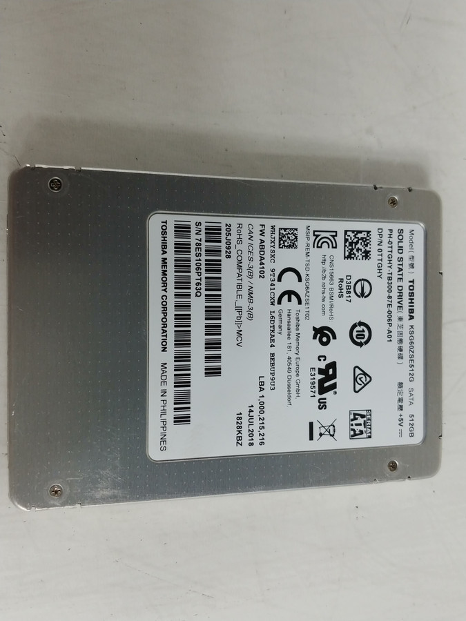 Lot of 2 Toshiba KSG60ZSE512G 512 GB SATA III 2.5 in Solid State Drive
