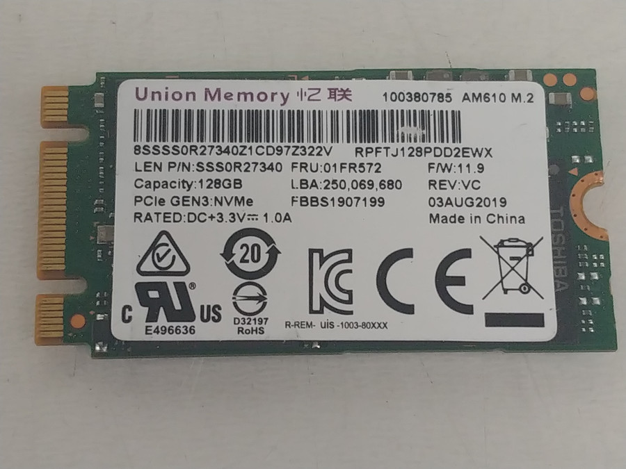 Union Memory AM610 RPFTJ128PDD2EWX 128 GB NVMe 42mm Solid State Drive