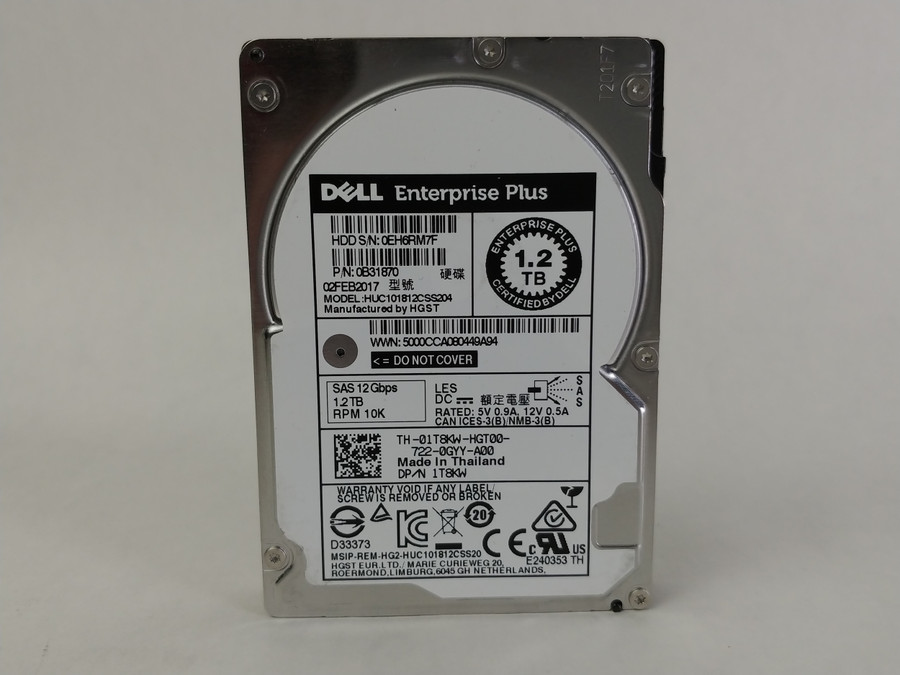 Lot of 2 Hitachi Dell Enterprise Plus 1.2 TB SAS 3 2.5 in Drive HUC101812CSS204