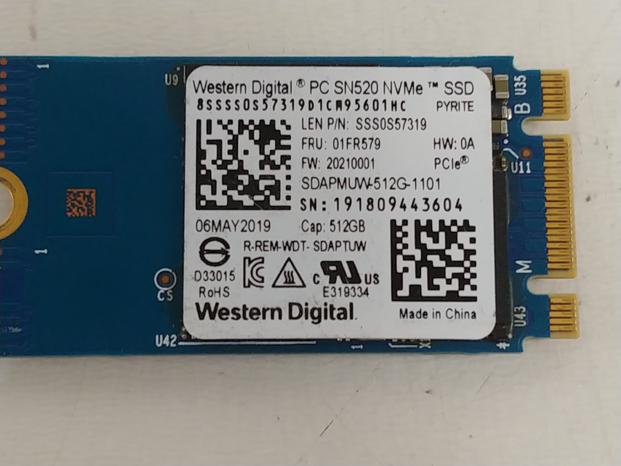 Western Digital SN520 SDAPMUW-512G 512 GB NVMe 42mm Solid State Drive