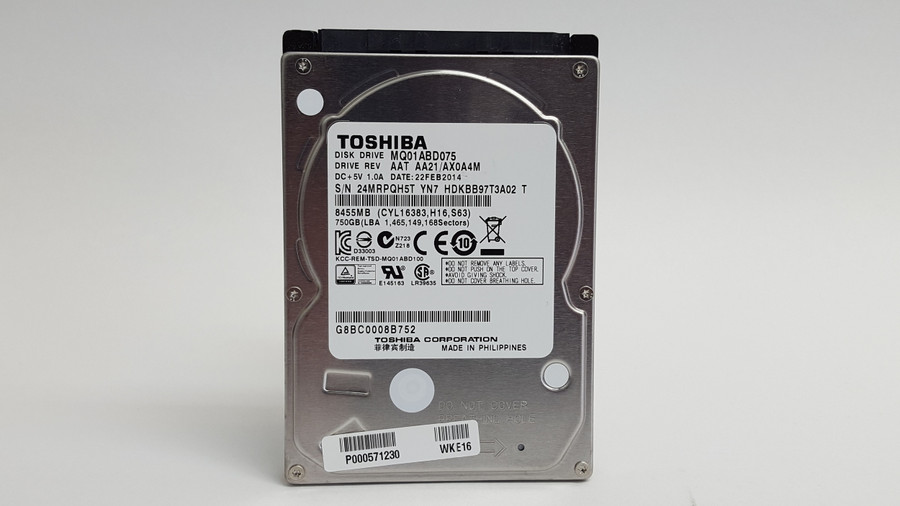 Toshiba Mobile MQ01ABD075 750 GB 2.5" 5.4K SATA II Laptop Hard Drive
