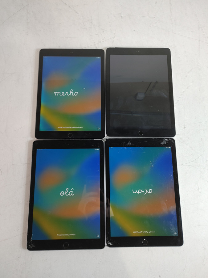 Lot of 4 Apple iPad 5th Gen A1823 32GB iOS 16.7.14 Wi-Fi + 4G Unlocked For Parts