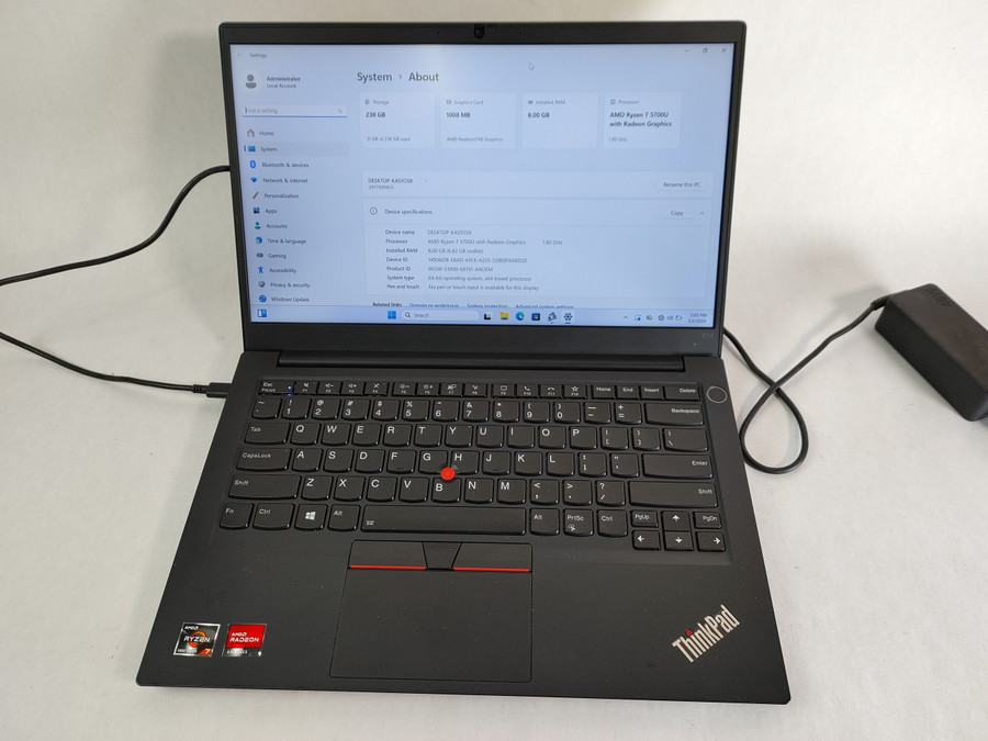 Lenovo ThinkPad E14 Gen 3 Ryzen 7 5700U 1.80 GHz 8 GB DDR4 256 GB NVMe Windows 11 Pro Laptop A1