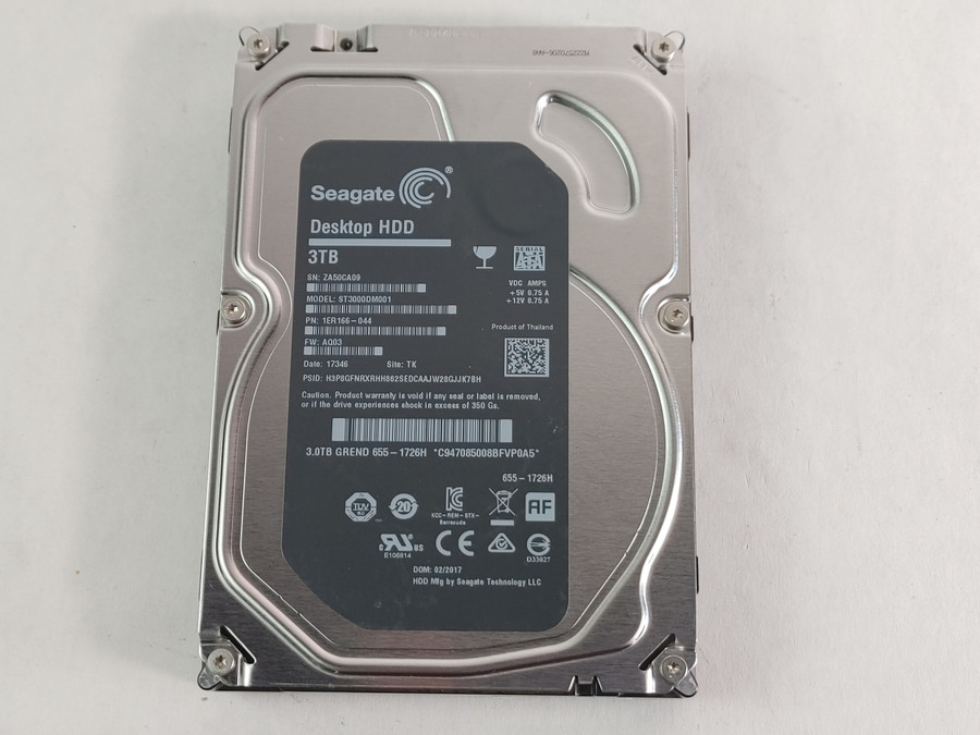 Lot of 2 Seagate Apple Barracuda ST3000DM001 3 TB SATA III 3.5 in Desktop Drive