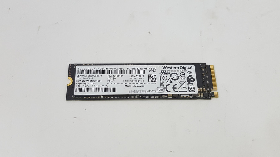 Lot of 2 Western Digital  SN720 SDAQNTW-512G-1001 512 GB NVMe 80mm SSD