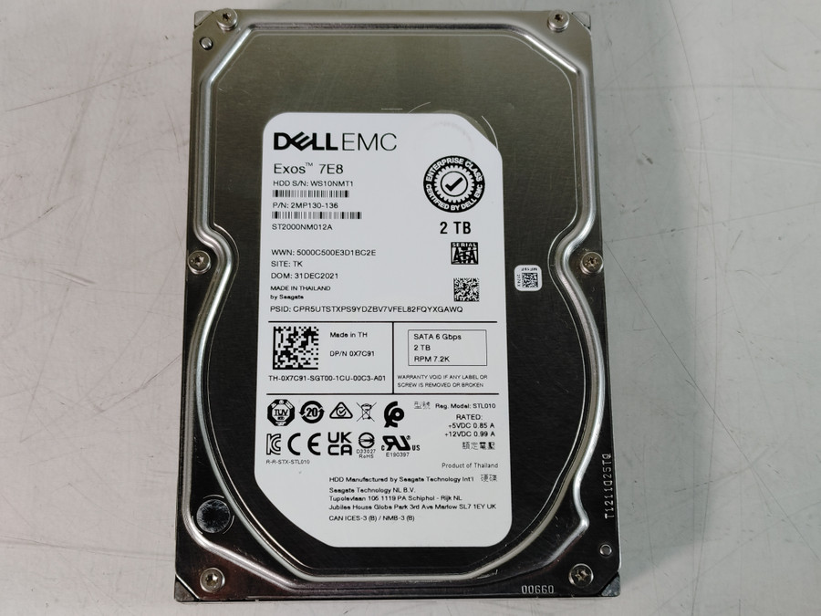 Seagate Dell Emc Exos 7E8 ST2000NM012A 2 TB SATA III 3.5 in Drive