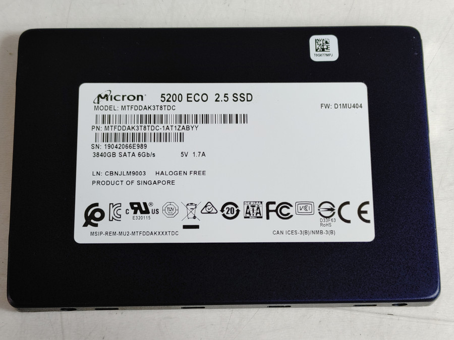 Micron 5200 ECO MTFDDAK3T8TDC 3.84 TB SATA III 2.5 in Solid State Drive