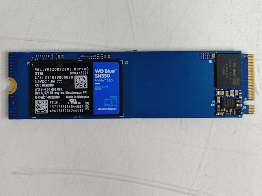 Lot of 2 Western Digital SN550 WDS200T2B0C 2 TB NVMe 80mm Solid State Drive