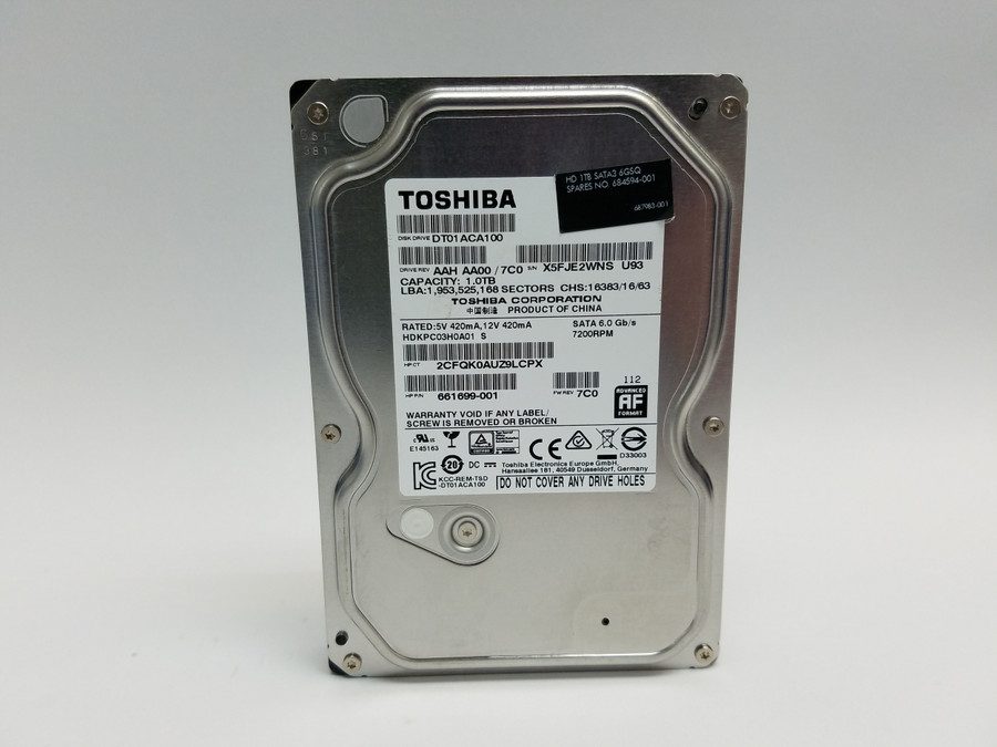 Lot of 2 Toshiba DT01ACA100 1 TB 3.5" SATA III 3.5 in Desktop Hard Drive