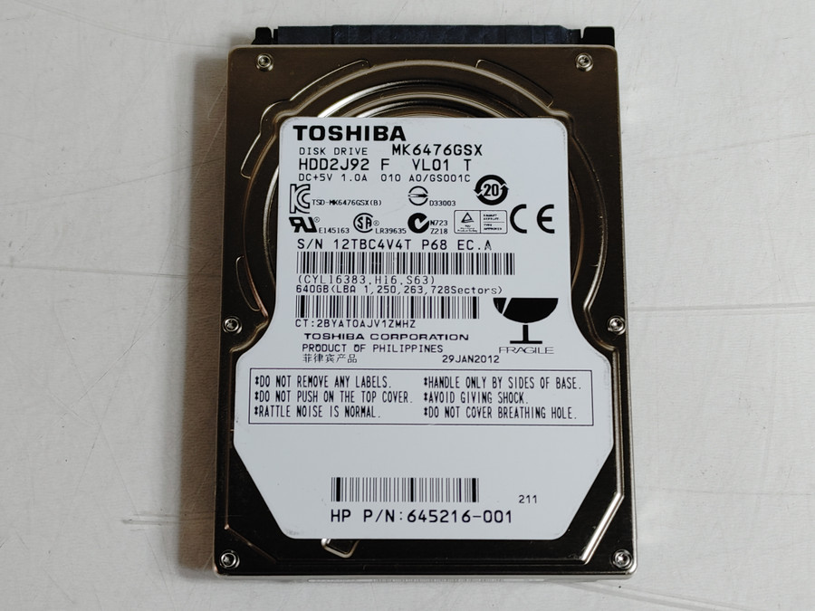 Toshiba HP MK6476GSX 640 GB SATA II 2.5 in Laptop Drive