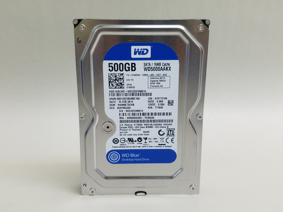 Lot of 2 Western Digital WD Blue WD5000AAKX 500 GB SATA III 3.5 in Hard Drive