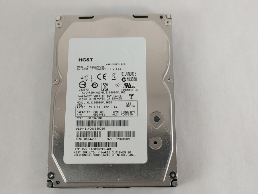 HGST EMC HUS156060VLS600 CLAR600 600 GB 3.5 in SAS 2 Enterprise HDD