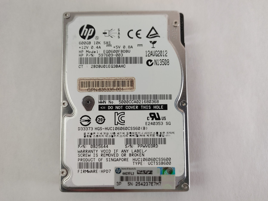 Lot of 2 Hitachi HP HUC106060CSS600 600 GB 2.5" SAS 2 Enterprise Hard Drive