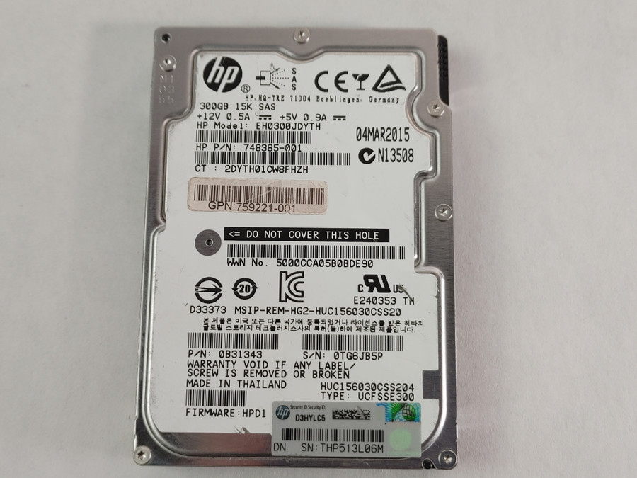 Hitachi HP C15K600 HUC156030CSS204 300 GB 2.5" SAS 3 Enterprise Drive