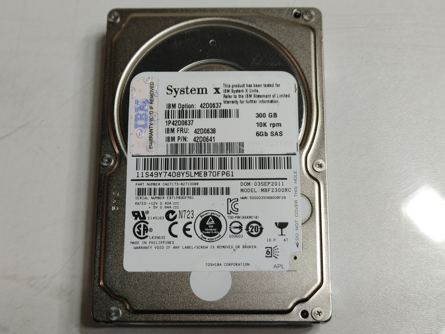 Toshiba IBM MBF2300RC 300 GB 2.5 in SAS 2 Enterprise Hard Drive