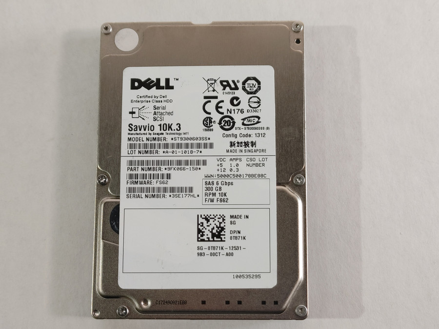 Seagate Dell Savvio 10K.3 ST9300603SS 300GB 2.5" SAS 2 Enterprise Hard Drive