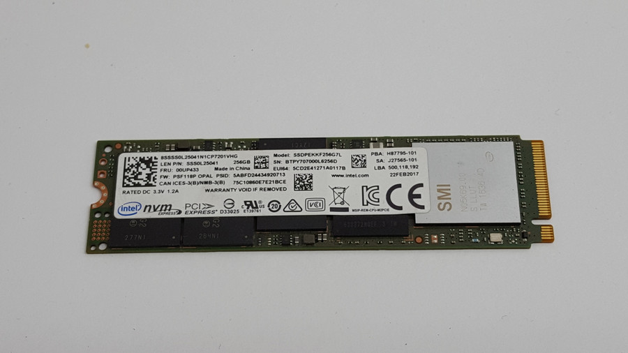 Lot of 2 Intel 600p SSDPEKKF256G7L 256 GB NVMe 80mm Solid State Drive