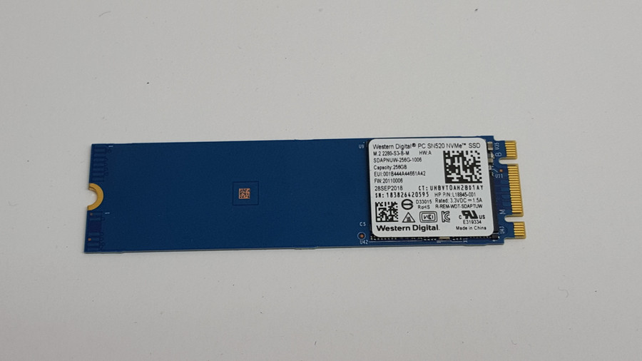 Lot of 2 Western Digital SN520 SDAPNUW-256G 256 GB NVMe 80mm Solid State Drive