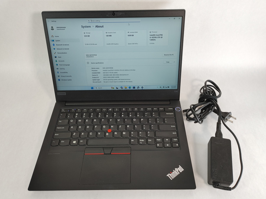 Lenovo ThinkPad E14 Gen 1 Core i5-10210U 1.60 GHz 8 GB DDR4 240 GB M.2 Windows 11 Pro Laptop WINACTA4 A4