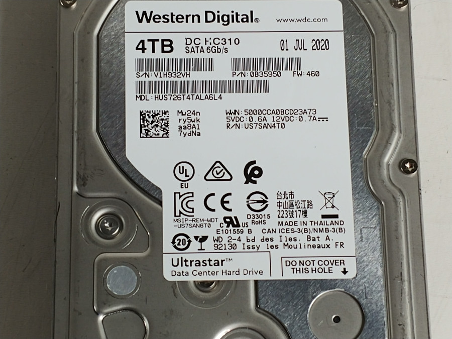 Lot of 2 Western Digital HC310 HUS726T4TALA6L4 4 TB SATA III 3.5 in Drive