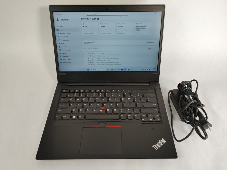 Lenovo ThinkPad E490 Core i5-8265U 1.60 GHz 16 GB DDR4 512 GB NVMe Windows 11 Pro Laptop A1