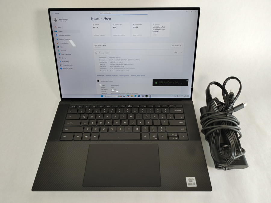 Dell XPS 15 9500 Core i7-10750H 2.60 GHz 16 GB DDR4 512 GB NVMe Windows 11 Pro Laptop A1