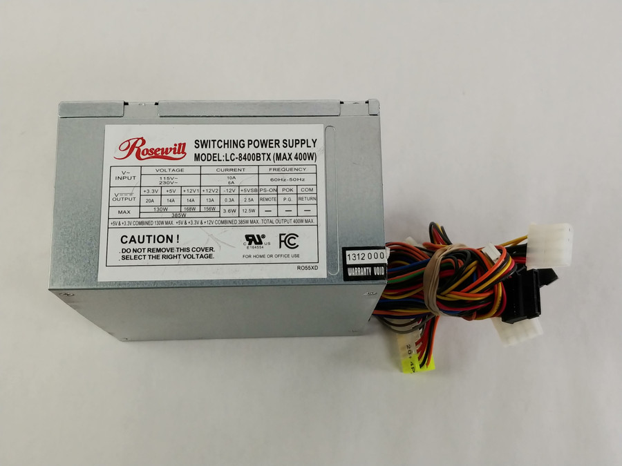 Rosewill LC-8400BTX 20+4 Pin 400 W ATX Desktop Power Supply