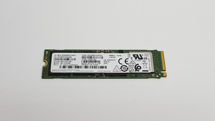 Lot of 10 Samsung MZ-VLB256B PM981a 256 GB NVMe M.2 80mm Solid State Drive