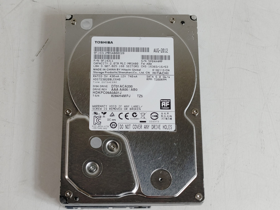 Toshiba Recertified DT01ACA200 2 TB SATA III 3.5 in Drive