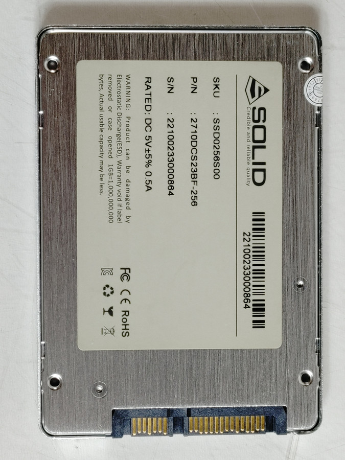 Lot of 2 Solid 2710DCS23BF-256 SSD0256S00 256 GB SATA III 2.5 in Solid State Drive