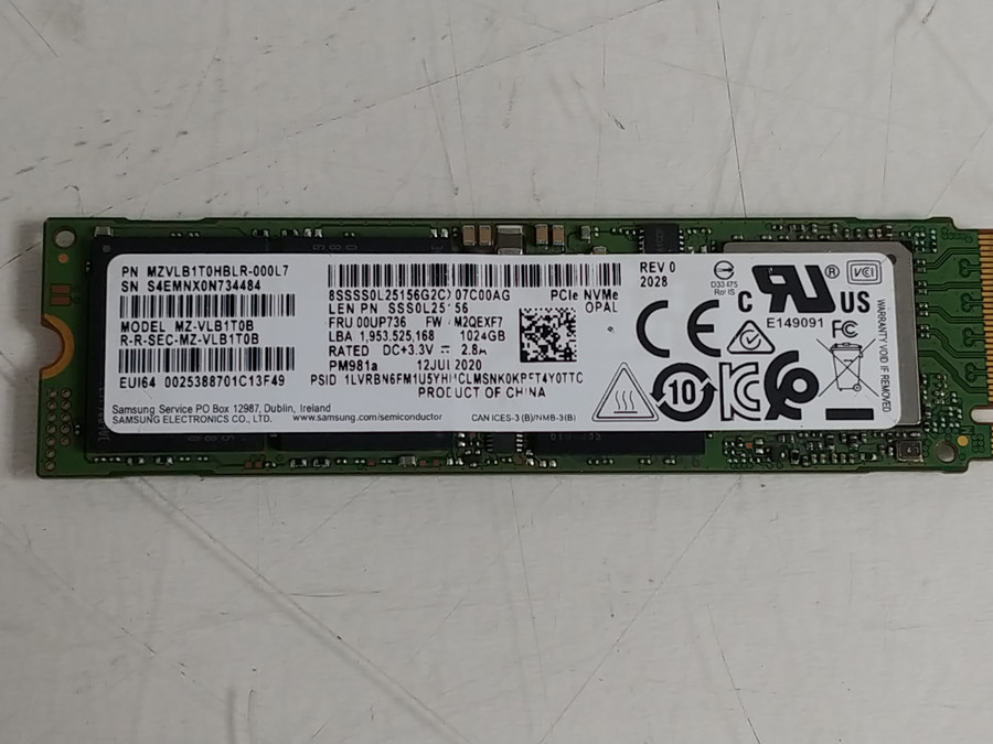 Samsung MZ-VLB1T0B 1 TB NVMe 80mm Solid State Drive