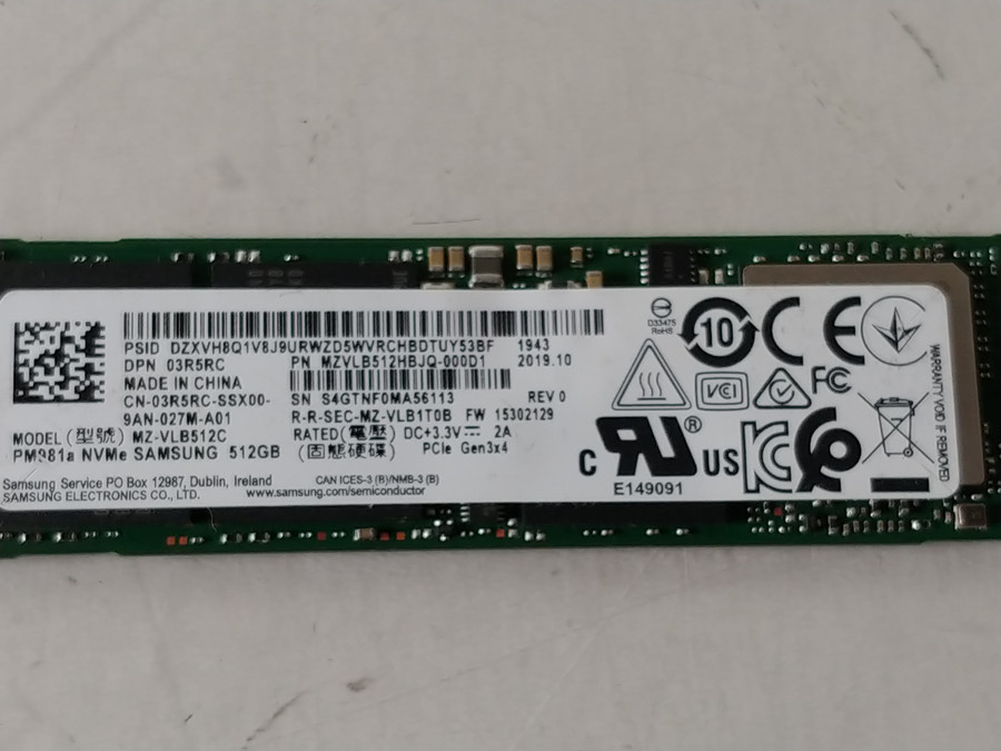Samsung PM981a MZ-VLB512C 512 GB NVMe 80mm Solid State Drive