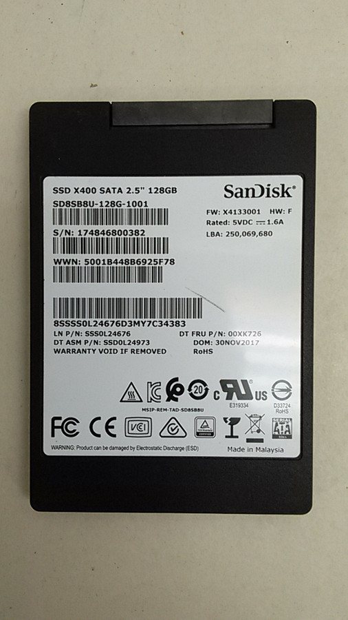 SanDisk SD8SB8U-128G X400 128 GB 2.5 in SATA III Solid State Drive