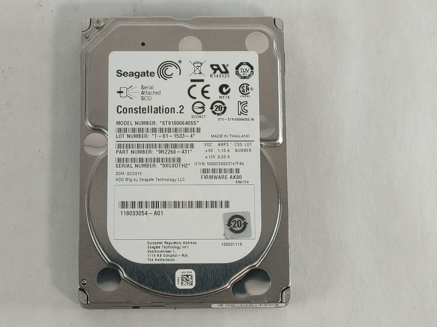 Lot of 2 Seagate EMC ST91000640SS 1 TB SAS 2 2.5 in Enterprise Drive