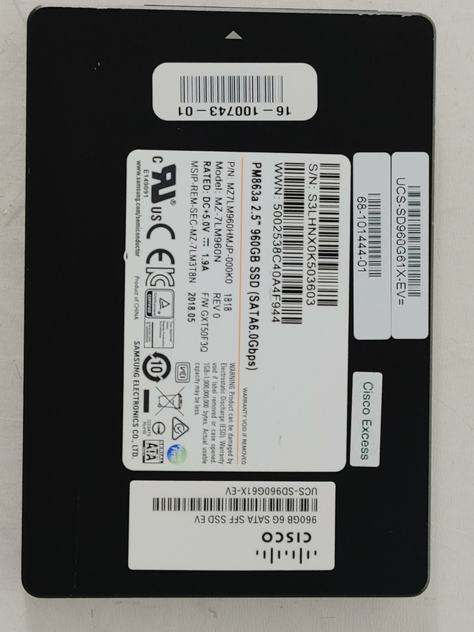 Lot of 2 Samsung Cisco PM863a MZ-7LM960N 960GB SATA III 2.5 in Solid State Drive