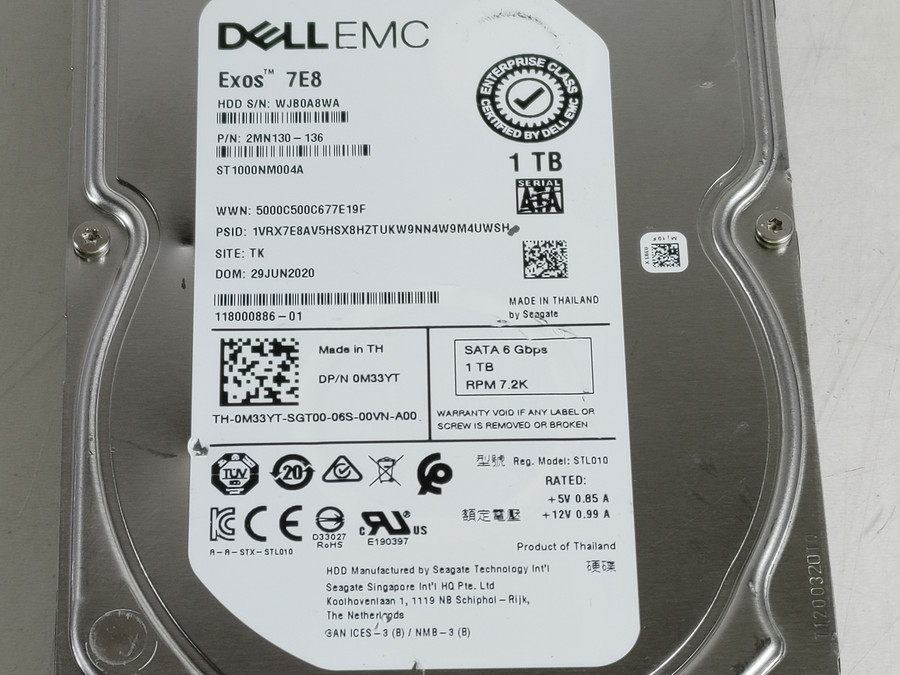 Seagate DELLEMC Exos 7E8 ST1000NM004A 1 TB SATA III 3.5 in Drive