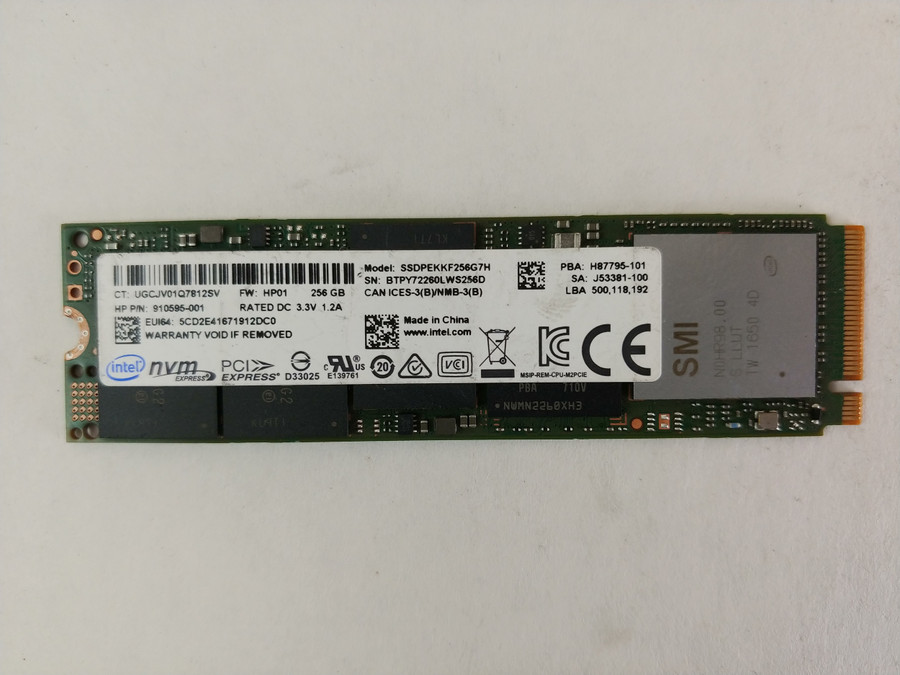 Lot of 2 Intel  PRO 6000p SSDPEKKF256G7H 256 GB NVMe 80mm SSD