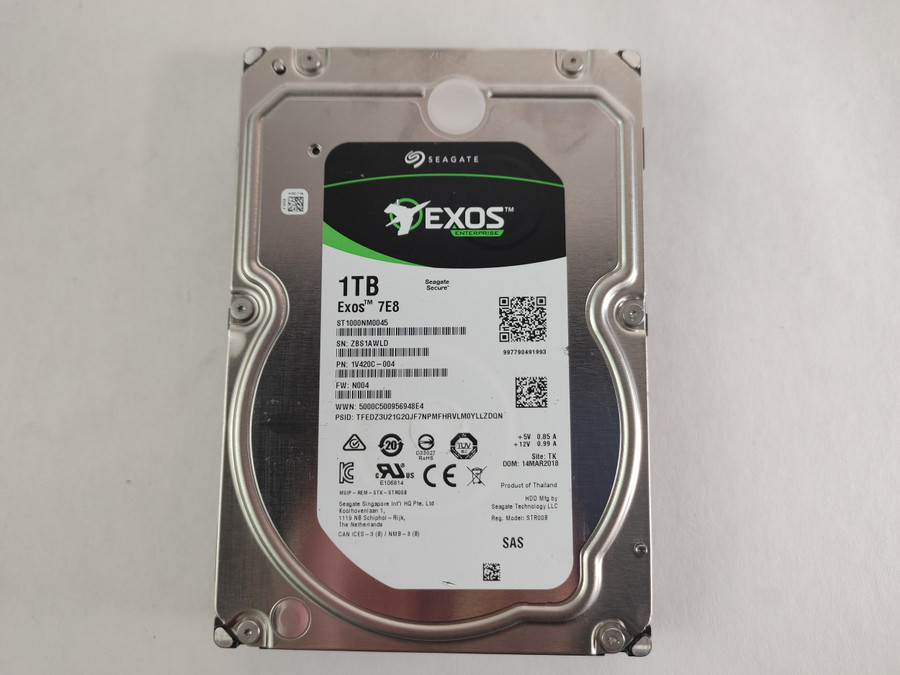 Lot of 2 Seagate  EXOS ST1000NM0045 1 TB SAS 3 3.5 in Enterprise Drive