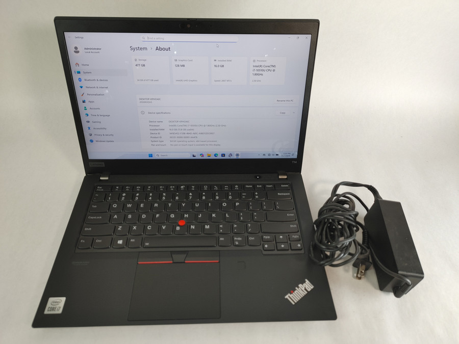 Lenovo ThinkPad T14 Gen 1 Core i7-10510U 1.80 GHz 16 GB DDR4 512 GB NVMe Windows 11 Pro Laptop WINACTG3 G3