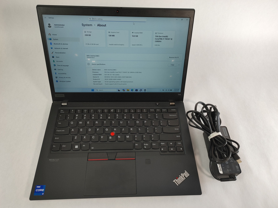 Lenovo ThinkPad T14 Gen 2 Core i7-1165G7 2.80 GHz 16 GB DDR4 256 GB NVMe Windows 11 Pro Laptop WINACTC9 C9