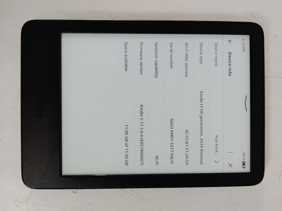 Amazon Kindle (11th Generation, 2024 Release) 16 GB Kindle OS (WiFi Only)
