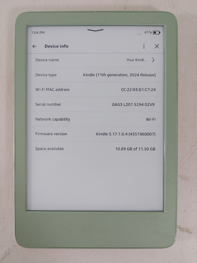 Amazon Kindle (11th Generation, 2024 Release) 16 GB Kindle OS (WiFi Only)