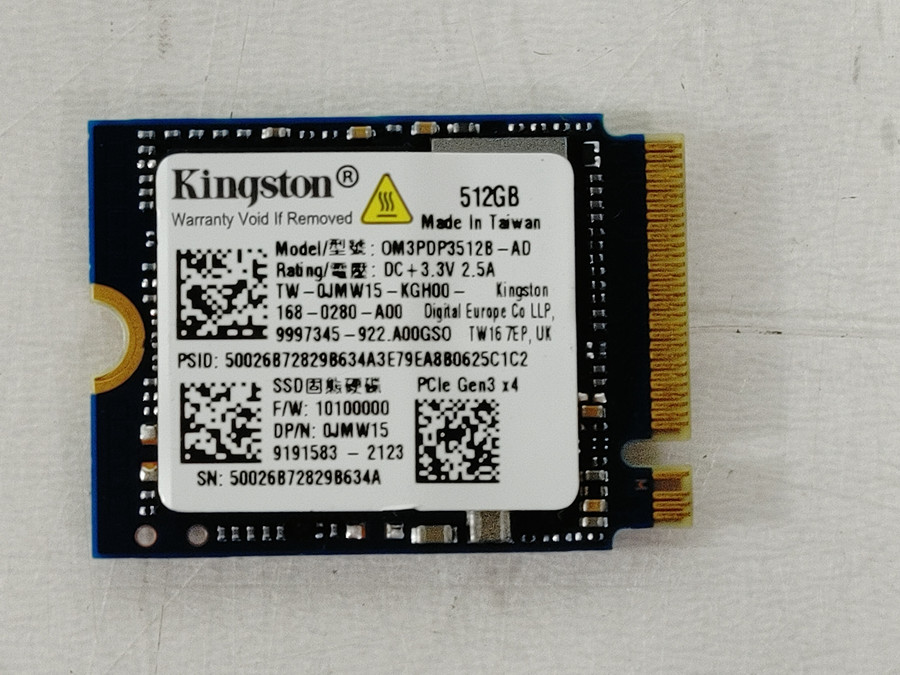 Lot of 2 Kingston 0M3PDP3512GB 512 GB PCIe Gen3 30mm Solid State Drive