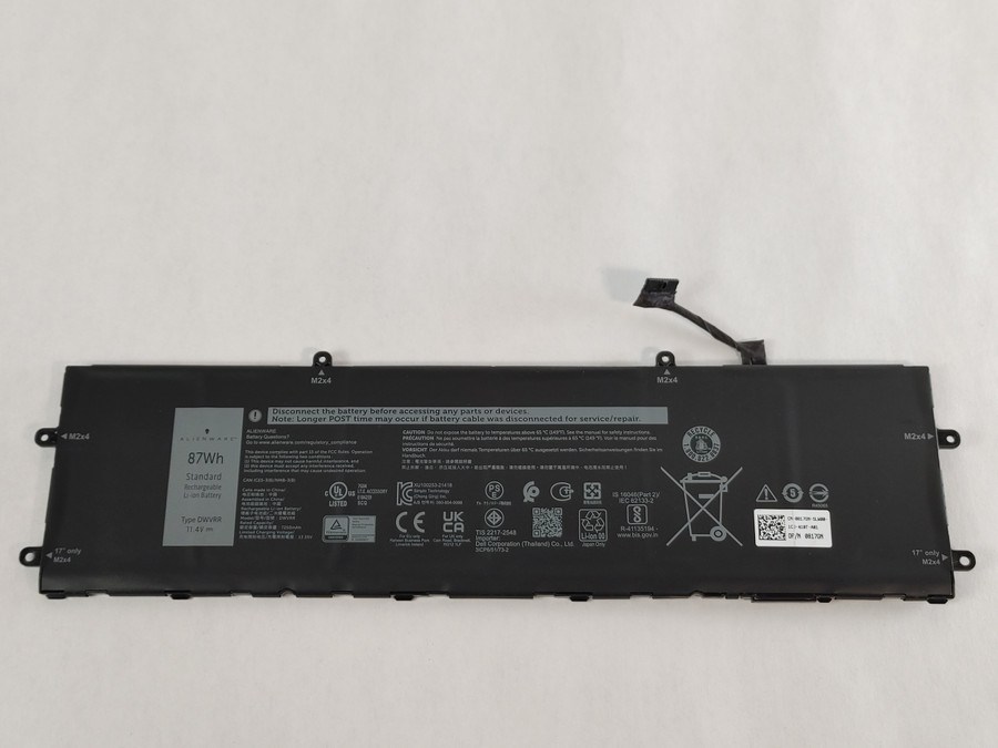 Dell Alienware X17 R2 7250 mAh 6 Cell 11.4 V Laptop Battery DWVRR