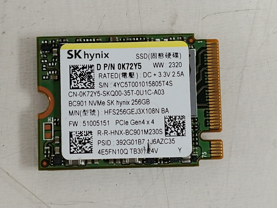Lot of 2 SK Hynix BC901 HFS256GEJ3X108N 256 GB NVMe 30mm Solid State Drive