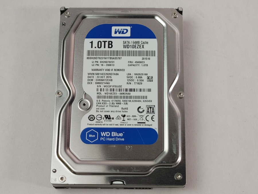 Lot of 5 Western Digital WD Blue WD10EZEX 1 TB 3.5" SATA III Desktop Hard Drive